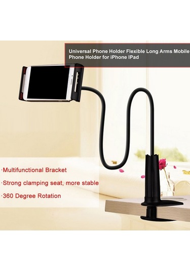 Soulader İphone Uyumlu Ve İpad İçin Esnek Uzun Kollu Telefon Tutacağı - Siyah Evrensel Cep Telefonu Standı, Kolay Kullanım İçin Pratik Tutucu Aksesuar Siyah