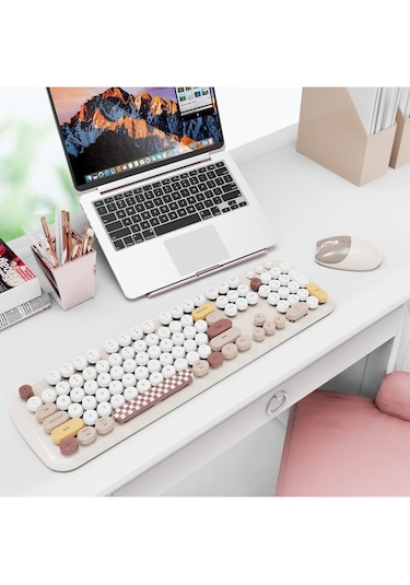 Geezer Zero Kablosuz Q Klavye Mouse Seti Bej Smk-648