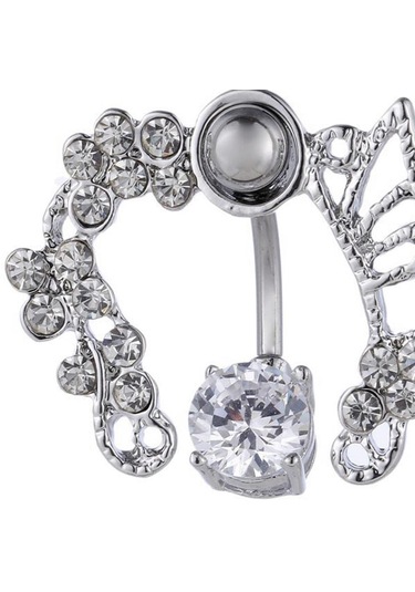 Dolıty Zirkon Göbek Halkası Belly Button Body Piercing Gümüş Gümüş