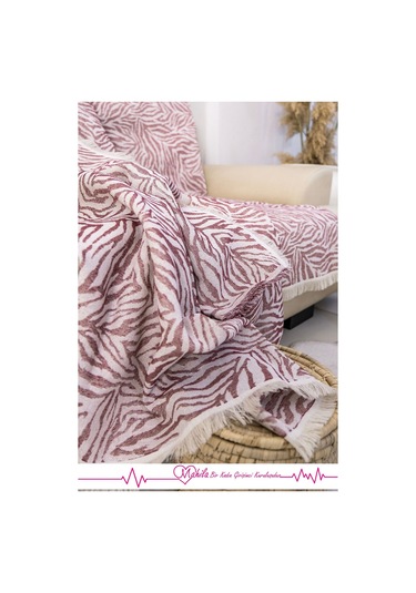 Klasik Pamuklu Koltuk Örtüsü 160x220 Cm Zebra Desen Koltuk Örtüsü Bordo