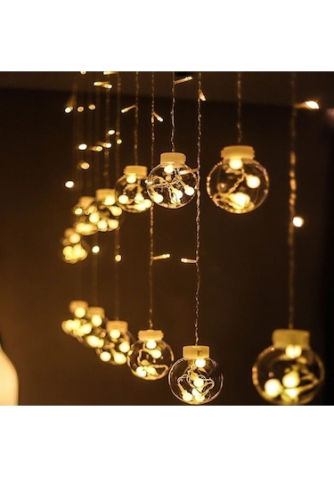 Işıklı Yılbaşı Top Led Led Işık Saçak Led Top Dekoratif Yılbaşı Led 2.5 Metre 138 Led 8 Fonksiyonlu 8 Modlu Led Işık Günışığı Perde Led Günışığı