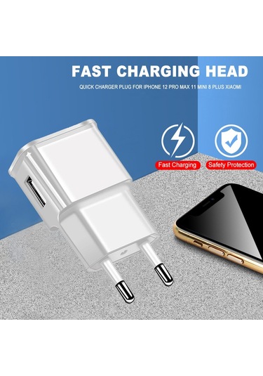 Usb Şarj Cihazları 1a 2a Duvar Hızlı Şarj Kafası Cep Telefonu Ab Abd Tak Şarj Adaptörü Samsung İphone Uyumlu Telefon Şarj Gücü