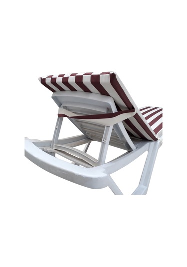 Mirzade Standart Fermuarlı Şezlong Minderi Su Geçirmez Kumaş-bordo Krem