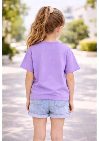 Zuzunga Unisex Basic Kısa Kollu Çocuk T-shirt Mor