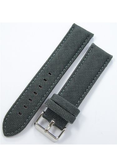 Bizon Koyu Gri Kumaş Saat Kordonu 20Mm Dokuma Spor Perlon Kayışı