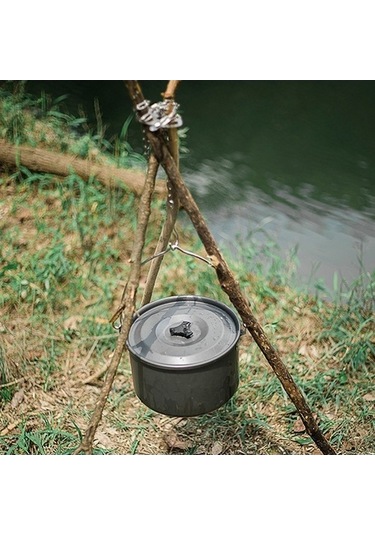 Bloomnest Açık Hava Kamp Piknik Rafı Tencere Braketi 3 Delikli Paslanmaz Çelik Odun Ateşi Üçgen Askısı Metalik, Küçük Boyutlu Tasarım Metalik