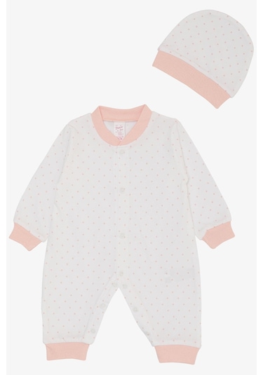 Breeze Kız Bebek Tulum Minik Puantiye Desenli 0-6 Ay, Beyaz-beyaz Beyaz