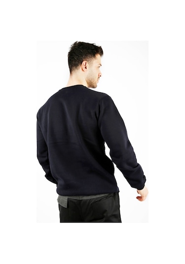 Uniprom Sıfır Yaka Sweatshirt Kalın Kumaş İçi Şardonlu Lacivert Erkek Lacivert