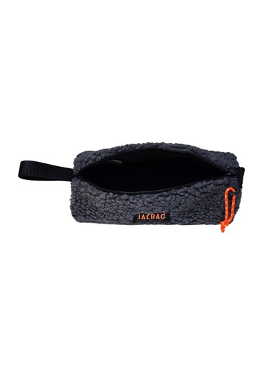 Jacbag Teddy Silindir Peluş Kalem Çantası Gri - Turuncu Çok Renkli