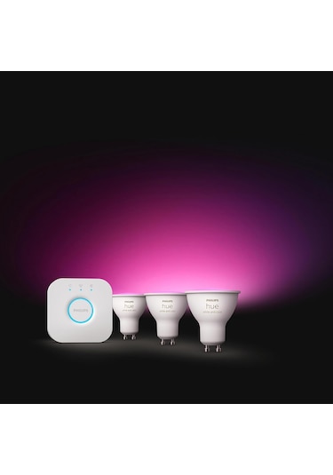 Philips Huewca 4.2w Gu10 Renkli Spot Akıllı Ampul 3'lü Başlangıç Çok Renkli