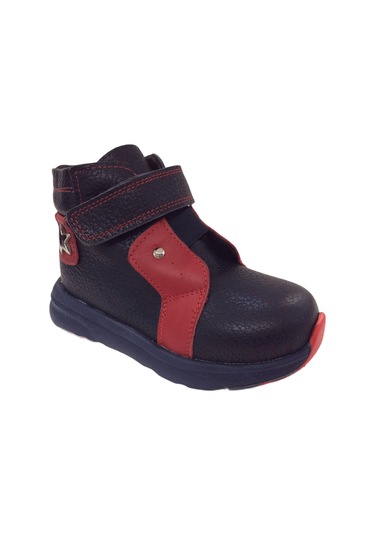 Ortopedikal1001 Ridente Lacivert Kırmızı Bebe Erkek Çocuk Bot % 100 Deri Lastik Vetek Cırtlı Lacivert-kırmızı