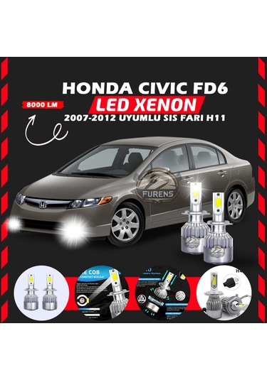 Honda Civic Fd6 2007-2012 Sis Farı Uyumlu Şimşek Etkilii Led Xenon Performance Series H11
