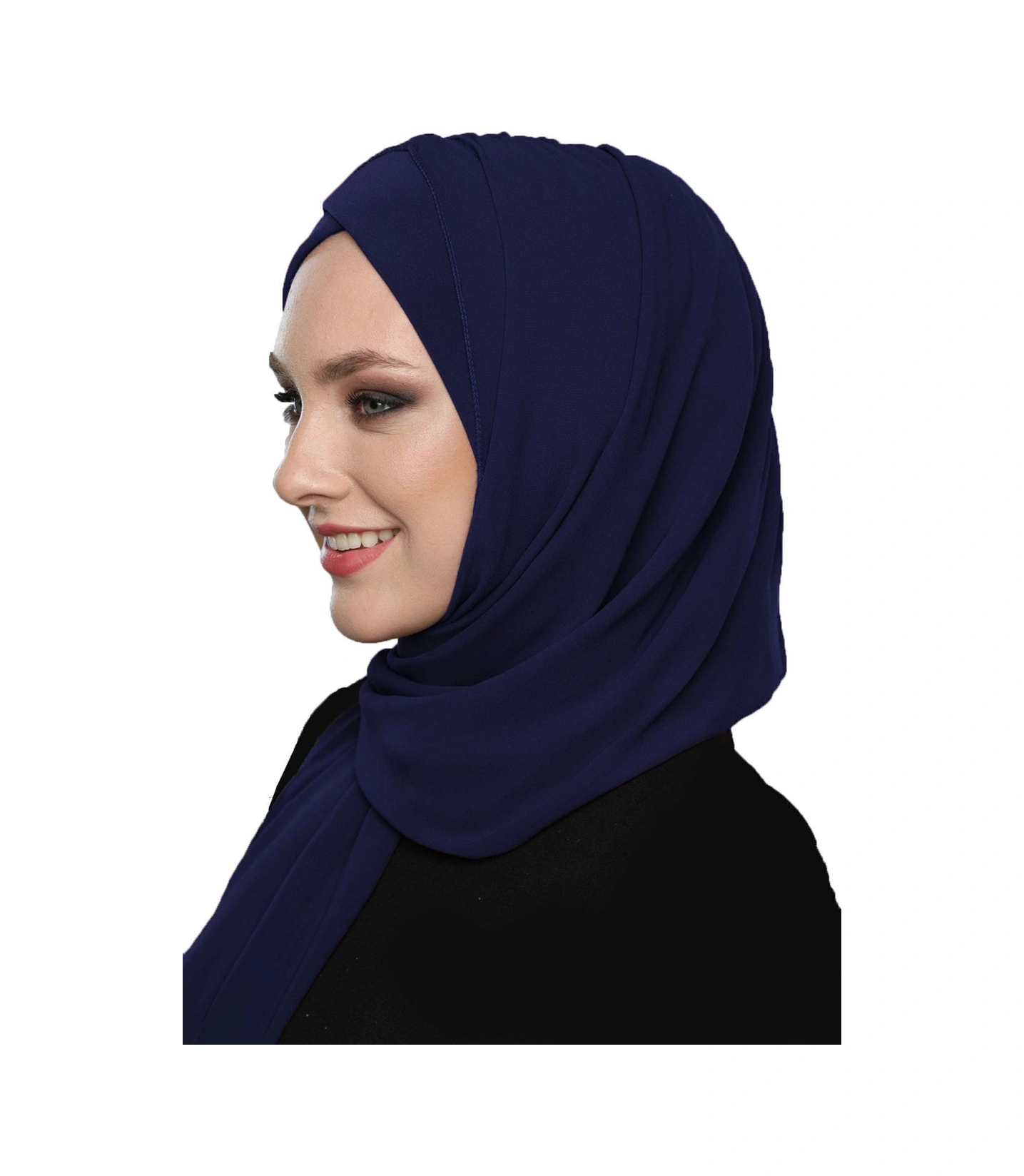Şallı Takmatik Sade Lacivert Hazır Türban Tesettür Bone Namaz Örtüsü Lacivert