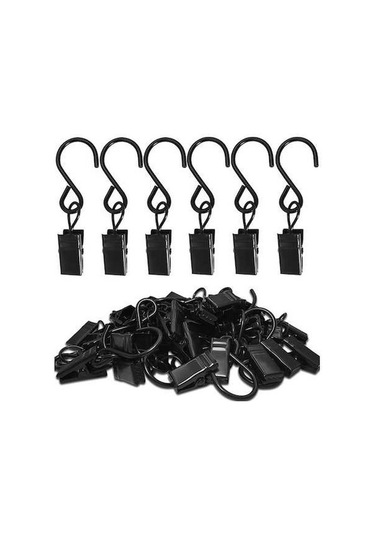 Ulzyvf 50 Adet Siyah Paslanmaz Çelik S Kanca - Fotoğraf, Kamp Çadırı, Işık Askısı Siyah