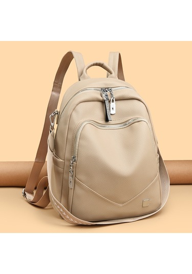 Yeni Pu Sırt Çantası Modaya Uygun Basit Stil Büyük Kapasiteli Şık Kadın Sırt Çantasısiyah Diğer