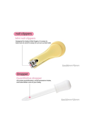 Xindoker Bebek Bakım 10'lu Seti: Güvenli Tırnak Kırıcı, Tırnak Kesici, Fırça, Tarak Ve Termometre - Sarı-mavi