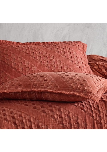 Jakarlı Pike Yatak Örtüsü Çift Kişilik Enza Kiremit Diğer