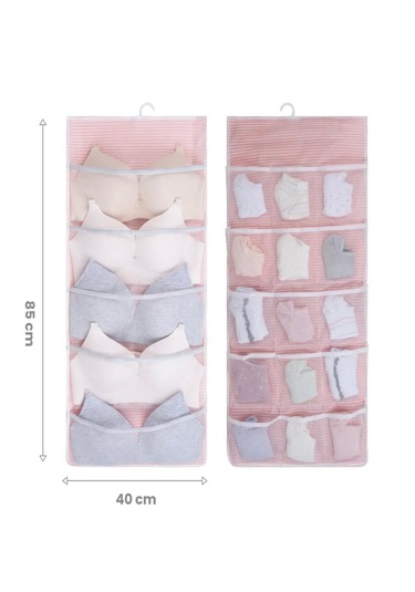 20 Cepli Dolap İçi İç Çamaşırı Organizeri I İki Taraflı Askılı Dolap Içi Sütyen Düzenleyici D Pembe