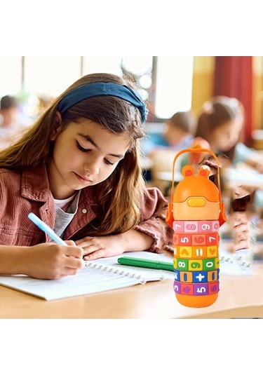 Elmpaly 316 Paslanmaz Çelik Yalıtımlı Su Şişesi, Okul Dijital Pembe 430ml Pembe Çok Renkli