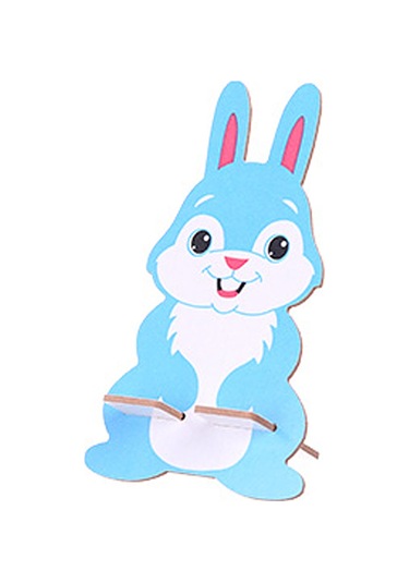 Tenfowee Sevimli Tavşan Desenli Ahşap Telefon Ve Tablet Standı - Mavi