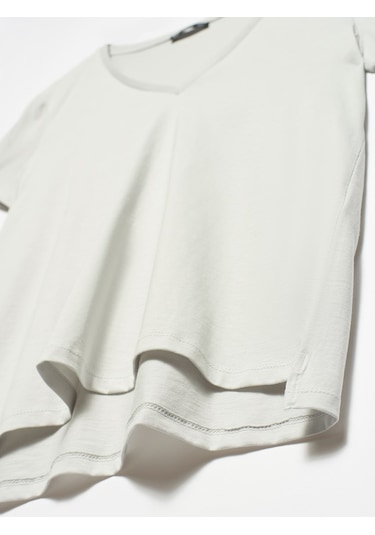 3470 V Yaka Basic T-Shirt-Gri - 513242003 Gri