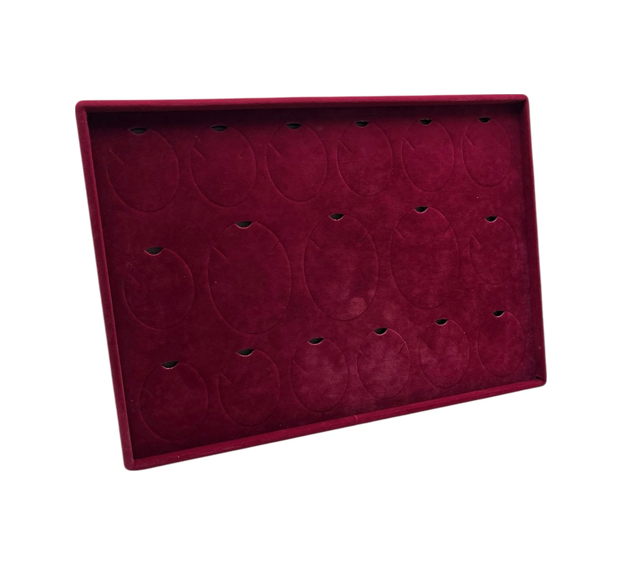 Süet Kumaş Bordo 34-24 Cm Ayaklı 17 Pedli Kolye Tabla Stand