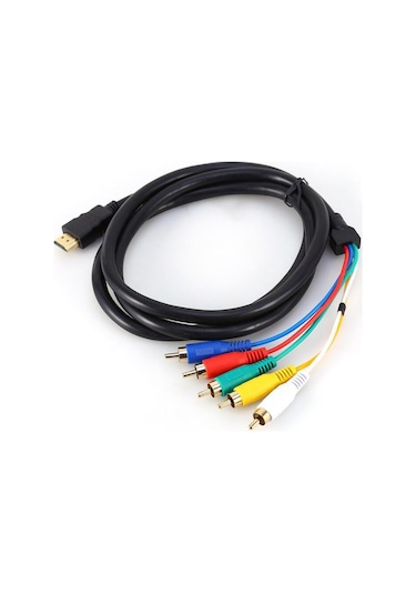 Lemestar Hdmı'den 5 Rca'ye Sinyal Dönüştürücü Kablosu 1.5m - Ev Elektronikleri İçin Renkli Video/audio Aktarımı - Siyah Stokta