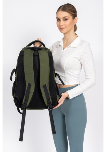 Fermuarlı Geniş Bölmeli Spor & Okul Sırt Çantası Hafif, Ergonomik Ve Dayanıklı Tasarım - Haki Haki