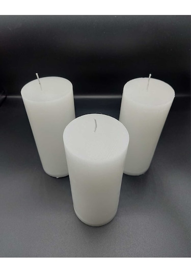 Soya Parafinli Beyaz 1 Adet 160-170 Saat Yanma Süreli Çap:7 Cm Boy:25 Silindir Blok Mum Beyaz Beyaz