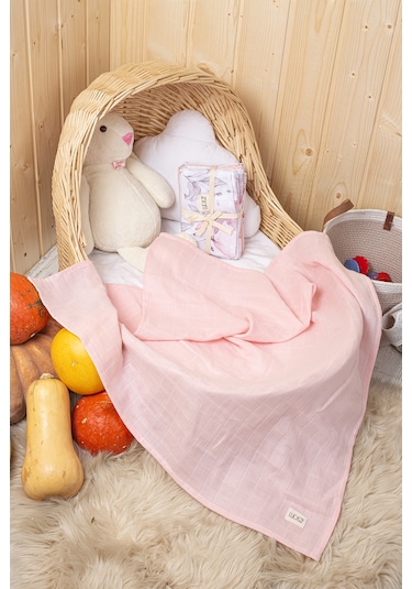 Luckka Dijital Baskılı 3'lü Müslin Örtü Seti - 75x75 Cm - Zt5000 Pembe Pembe
