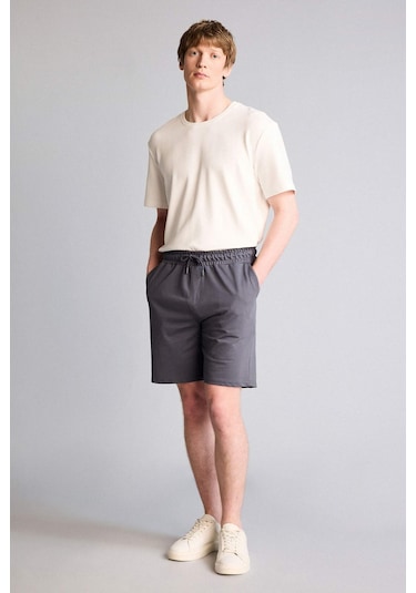 Defacto Regular Fıt Sweatshirt Kumaşı Şort W1105az26smar58 Antrasit-ar58