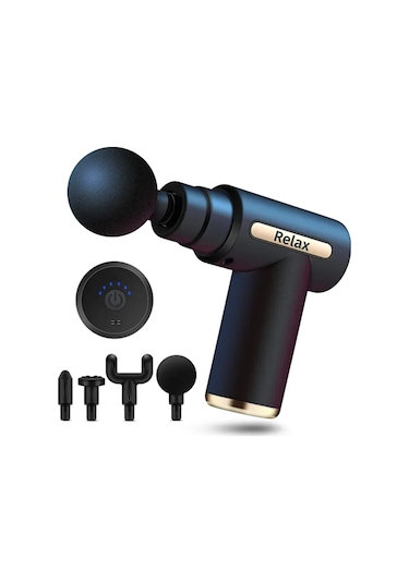 Relax 6 Kademeli Boyun Bel Sırt Bacak Ayak Mini Masaj Tabancası - Siyah