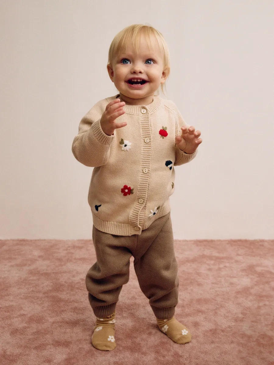 Sela Pamuklu İşlemeli Triko Ceket 473666296 Bej