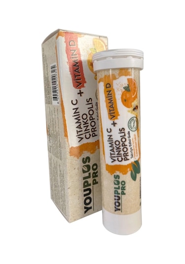 Youplus Pro Vitamin C D Çinko Propolis 15 Efervesan Tablet
