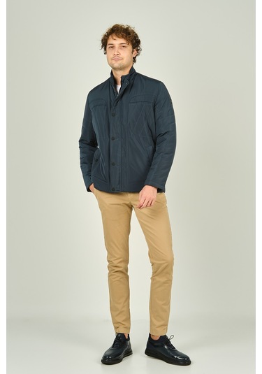 Lucas Erkek Fermuar Ve Çıtçıt Kapamalı Hakim Yaka Kaban 4785 Açık Lacivert Açık Lacivert