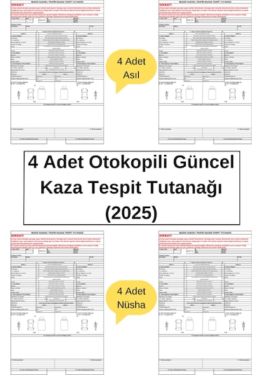 4 Adet Otokopili Güncel Kaza Tespit Tutanağı 2025