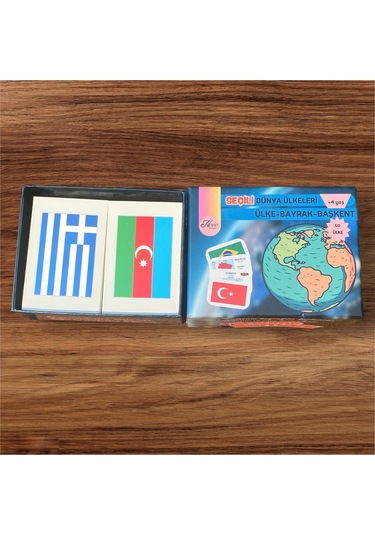 Seçili 50 Dünya Ülkeleri-harita-bayrak-başkent Kartları