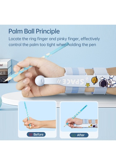 Yaleker Öğrenci İçin Kalem Tutuşu Düzeltici - Nbx Ayaklı Peluş Ayı Desenli Tek/çift Bilek Bantı Abs + Nylon Gümüş