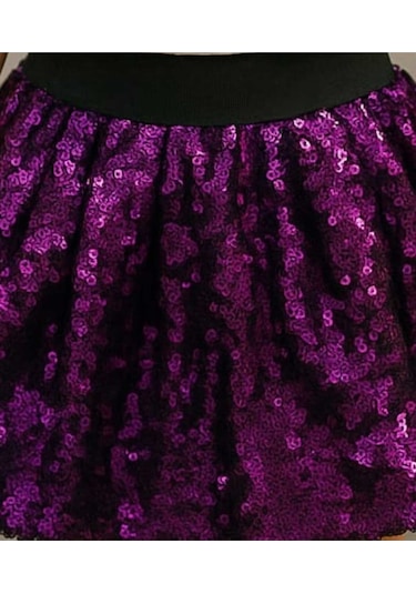 Kız Çocuk Mor Kalp Desenli Pullu Pamuklu Prenses Takım Mor