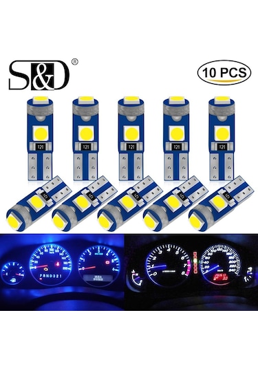 Beyaz 10 Adet T5 Led Ampul W3w W1.2w Led Canbus Araba İç Aydınlatma Pano Isınma Göstergesi Kama Otomatik Gösterge Lambası 12 V