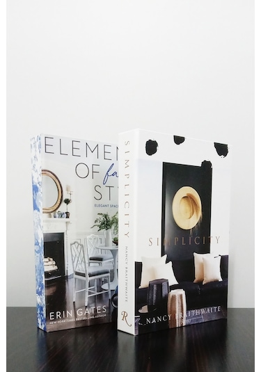 2'li Dekoratif Kitap Kutu Görünümlü Elements Mavi & Simplecity Temalı