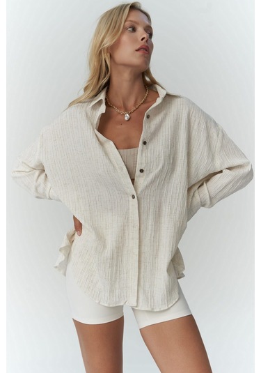 Durres Bej Oversize Gömlek bej