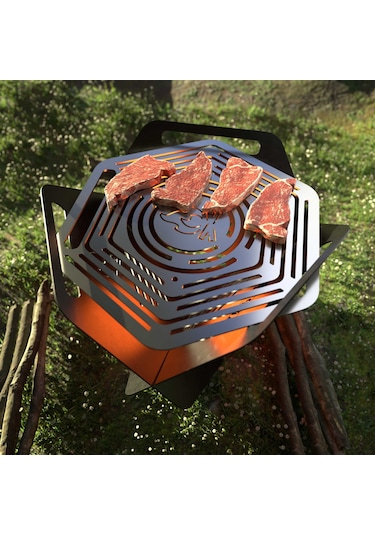 Kamp Ayısı Campytri Grill Max : Katlanabilir Izgara Mangal - 2mm Galvaniz Çelik, Taşıma Çantalı Özel Tasarım Gri