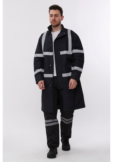 Uniprom Yağmurluk Reflektörlü Yüksek Görünürlü Lacivert