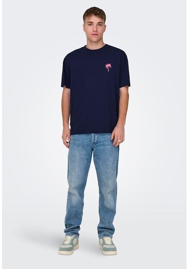 Only & Sons Onsmervyn Lıfe Rlx Summer Ss Tee 22029519 Lacivert 001
