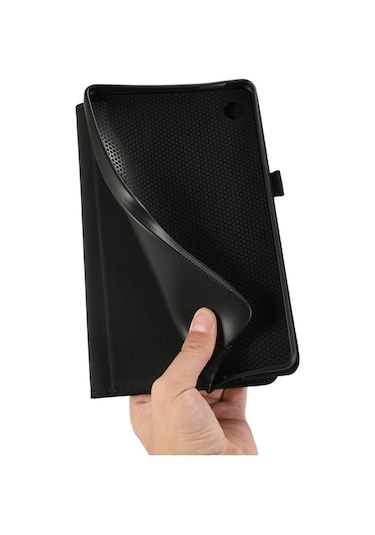 Samsung Uyumlu Galaxy Tab A9 Yatay Çevirme Tpu + Kumaş Pu Deri Tablet Kılıfı