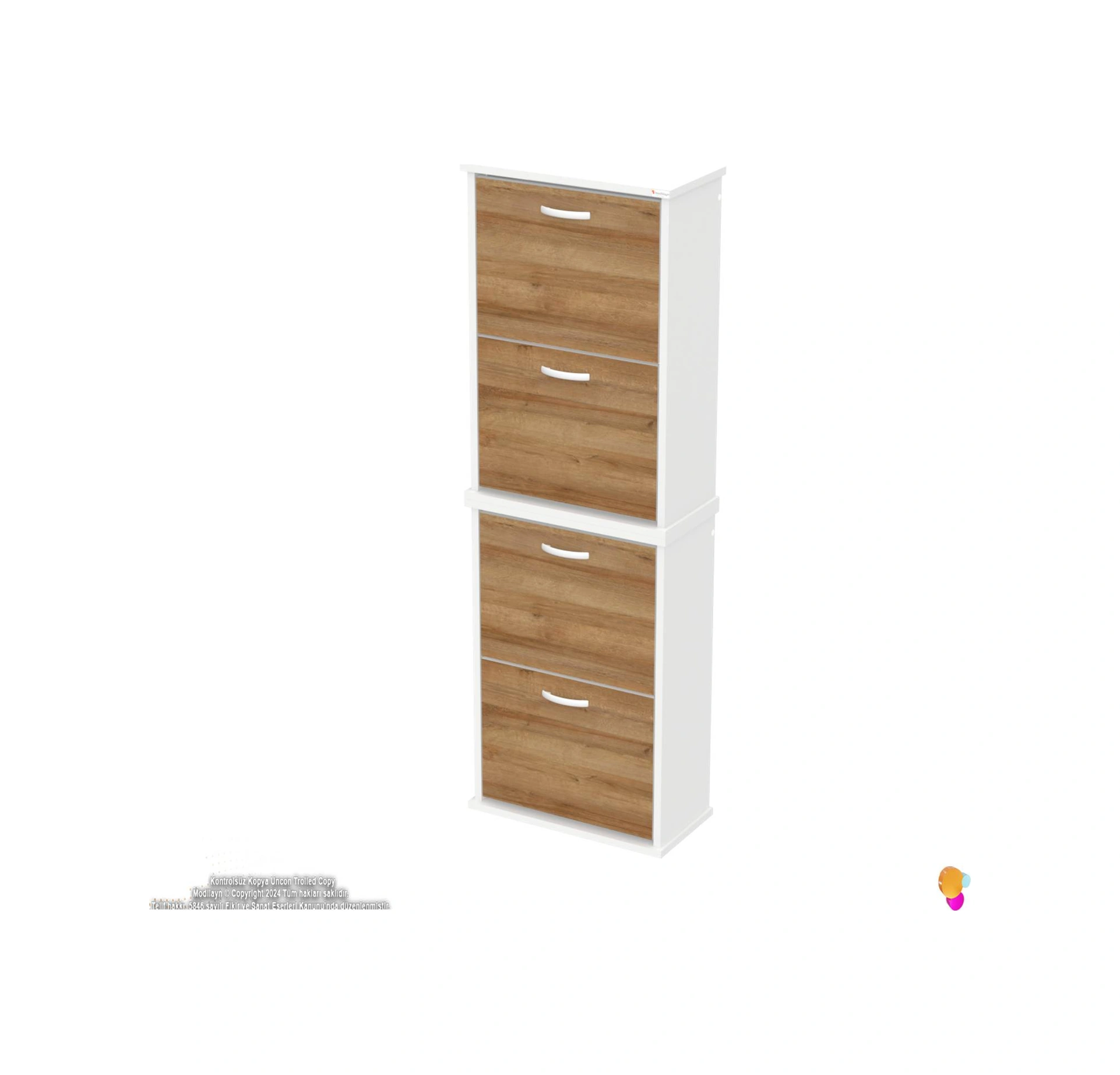 Asaf 2 Li Meşe Renk Asma Ayakkabılık Antre 4 Düşer Kapak 8 Göz Bölme Ayakkabılık 52x148x25,5 Cm Meşe