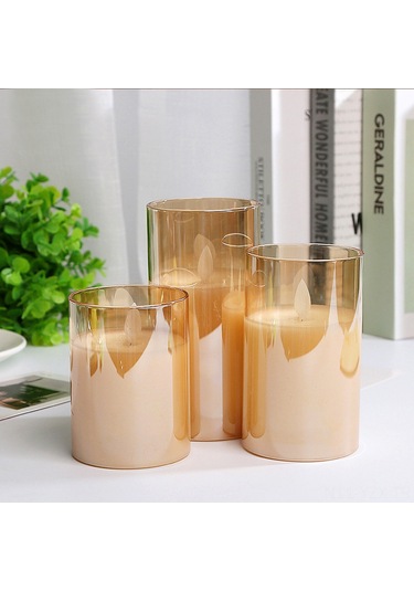 Yaozixa 3 Adet Gerçekçi Led Mum Seti - Uzaktan Kumandalı, Titreşimli Alev Efekti Ve Zamanlayıcılı Dekoratif Aydınlatma Amber