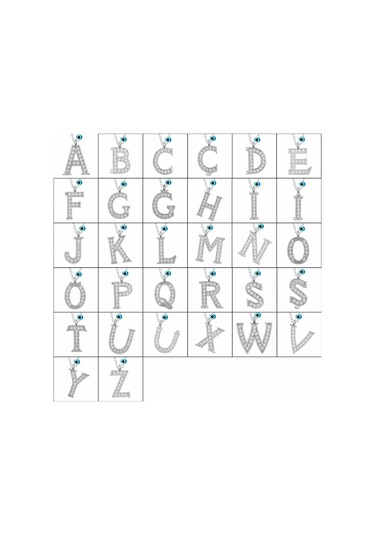 925 Ayar Gümüş Nazar Rodyum K Harfi Kadın Gümüş Kolye Gümüş