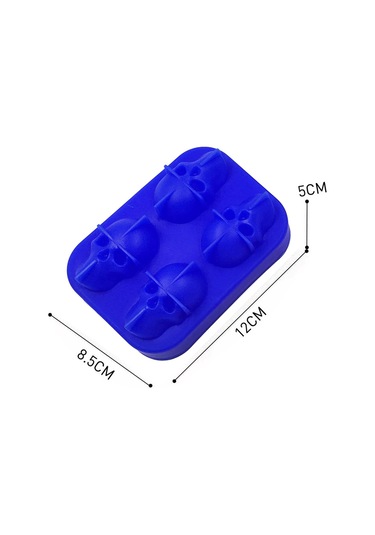 Blue 4 Grids 3d Kafatası Kafa Buz Küpü Kalıp Cadılar Bayramı Kafatası Şekilli Viski Şarap Tepsisi Makinesi Bar Parti Malzemeleri